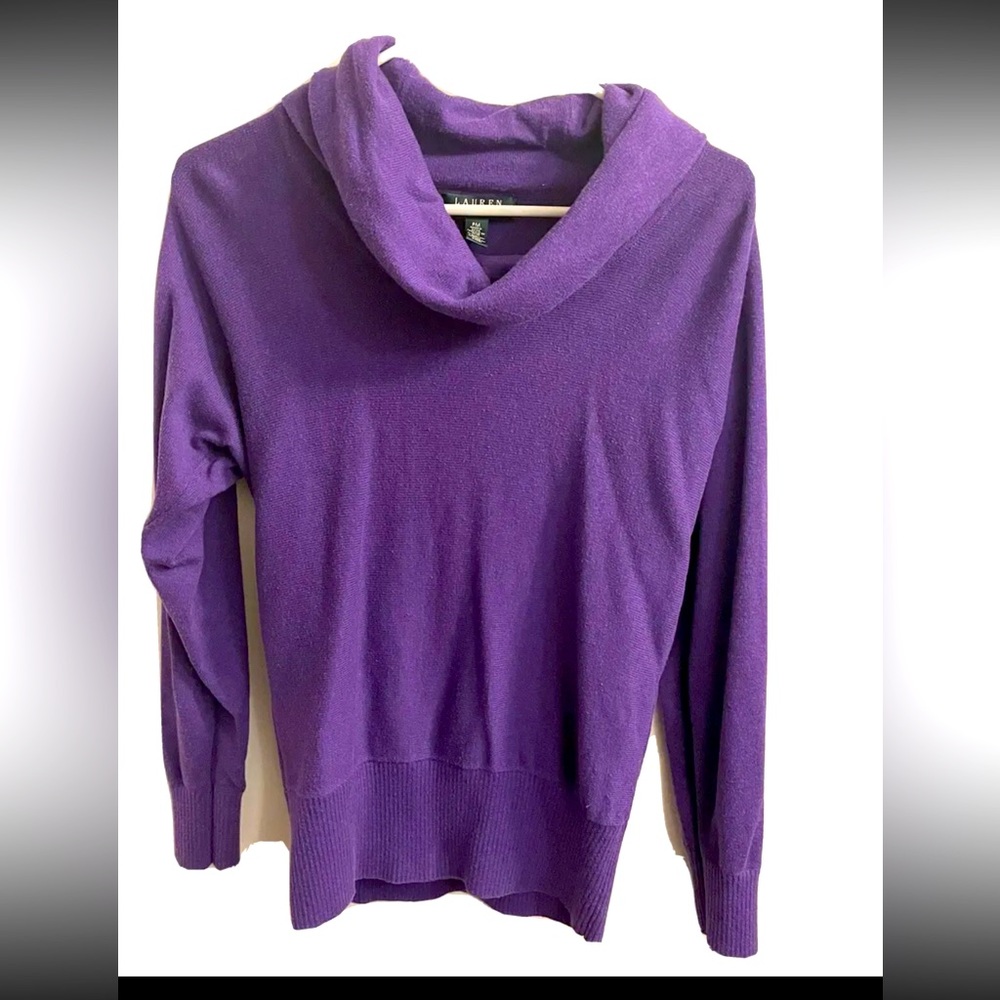 Ralph Lauren Women's Purple Cable Knit Wide Sweater Pullover